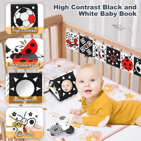 AJsupojouet sock rattle encourages kicking and reaching with soft textures.
