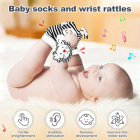 AJsupojouet wrist rattle promotes hand-eye coordination during playful sessions.