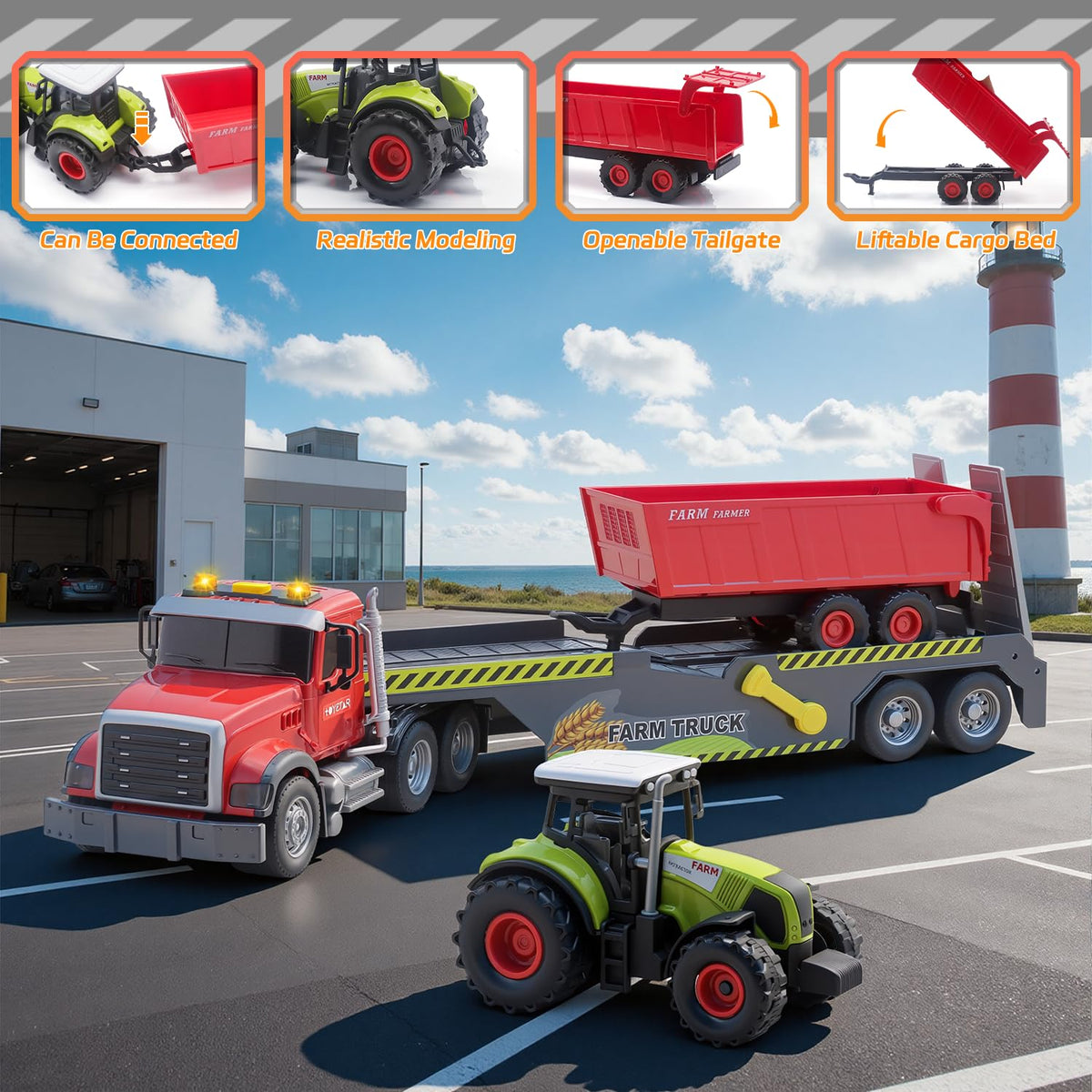 Aka Supaku dump truck on rear ramp enables unloading practice and action.