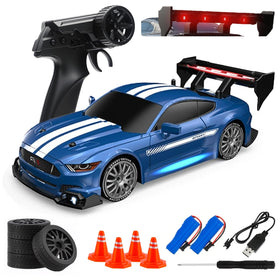 Aka Supaku RC Drift Car front view with LED headlights for night driving.