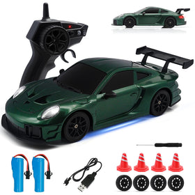 Aka Supaku RC drift car front view with bright headlights for night play
