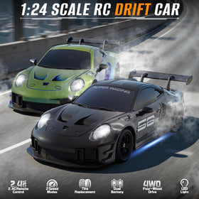 Aka Supaku RC Drift Car with LED accents during night drive.