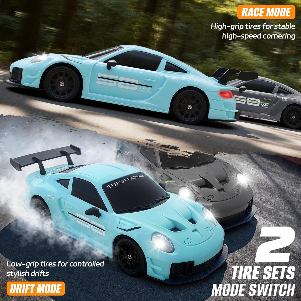 Aka Supaku RC Drift Car night LED lights illuminate the track for dramatic driving