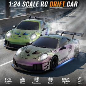 Aka Supaku RC Drift Car with racing tires suited for outdoor traction.
