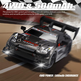 Aka Supaku RC Drift Car side view showing drift tires for smooth indoor slides