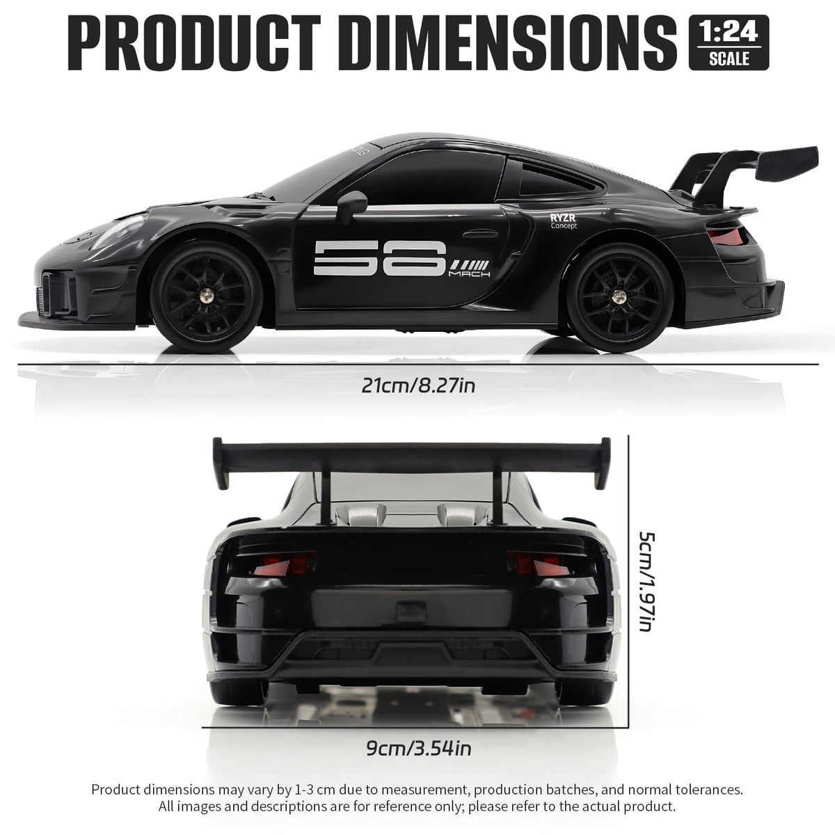 Aka Supaku RC Drift Car top view shows durable shell and precise drifting tires.