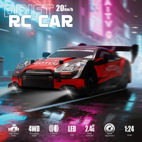Aka Supaku RC Drift Car underglow lights enhance night driving and style.