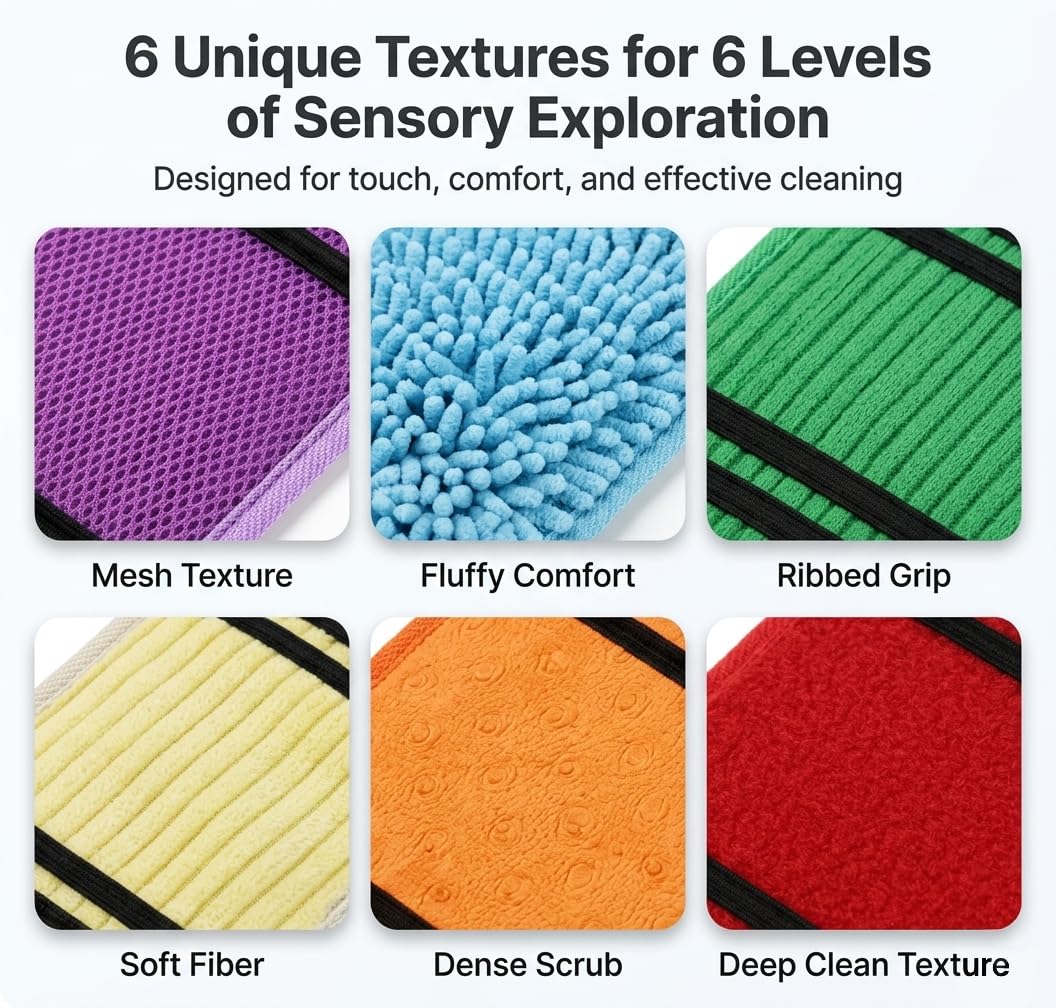 AKAIXI Crayon Sensory Tile lattice texture boosts fine motor play and exploration.