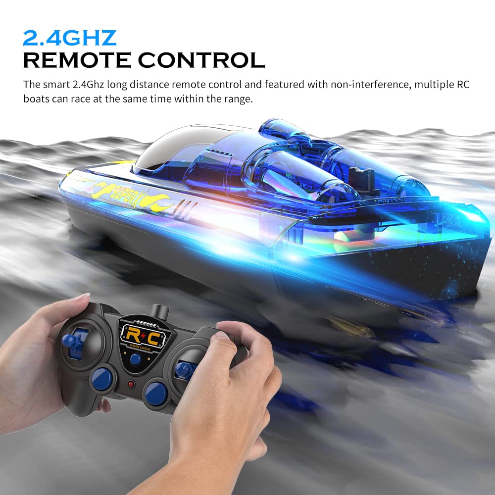 Akargol RC Boat with two batteries extends playtime for longer sessions