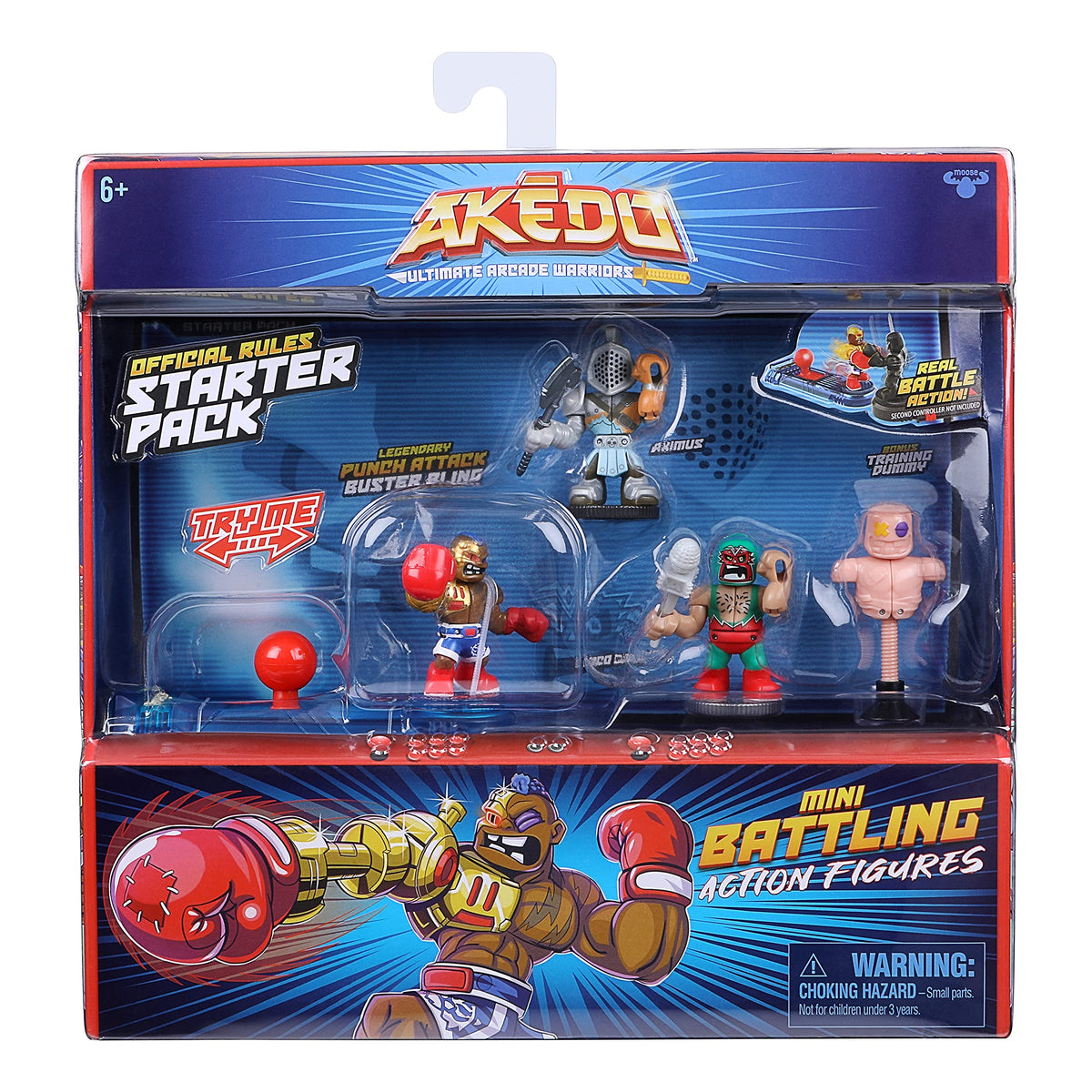 Akedo Aximus action figure in dynamic combat pose ready for fast battles.
