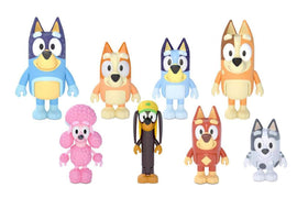 Akedo Bluey family figure 8-pack: Bluey, Bingo, Bandit and Chilli for imaginative pretend play.