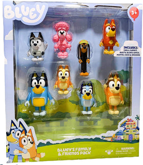Akedo Bluey figure 8-pack poseable set supports dynamic action poses.