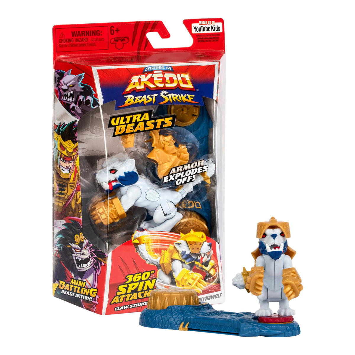 Akedo Ripclaw Alphawolf Ultra Beast with 360° spin for dynamic play