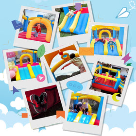 AKEYDIY bounce house with inflatable basketballs provides extra play options.