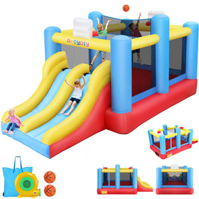 AKEYDIY Bounce House setup steps for quick backyard inflation and ready-to-play fun.
