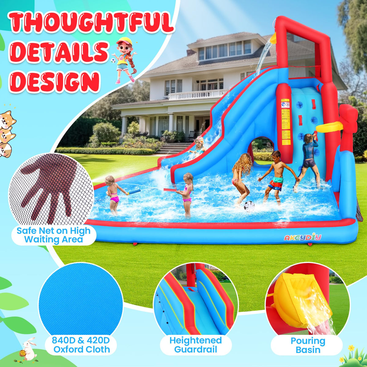 AKEYDIY bounce house climbing wall invites adventurous play sessions.