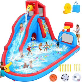 AKEYDIY Bounce House Water Slide front view boosts backyard fun for kids.