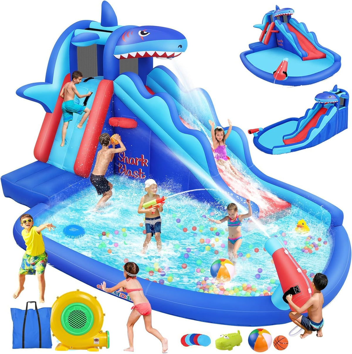 AKEYDIY shark slide long slide for thrilling backyard fun