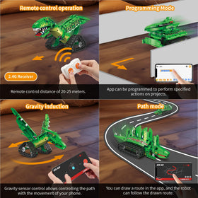 AKWME 5-in-1 dinosaur toy in Mech Dragon Warrior mode for imaginative builds and motor control.