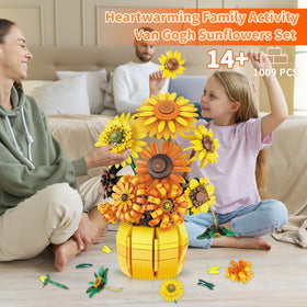 AKWME Sunflower building blocks with 1,009 pieces offering a sturdy, rewarding build