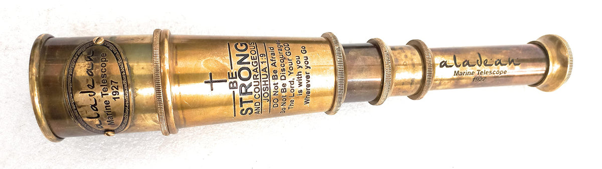 ALADEAN brass telescope with maritime markings ideal for display and learning.