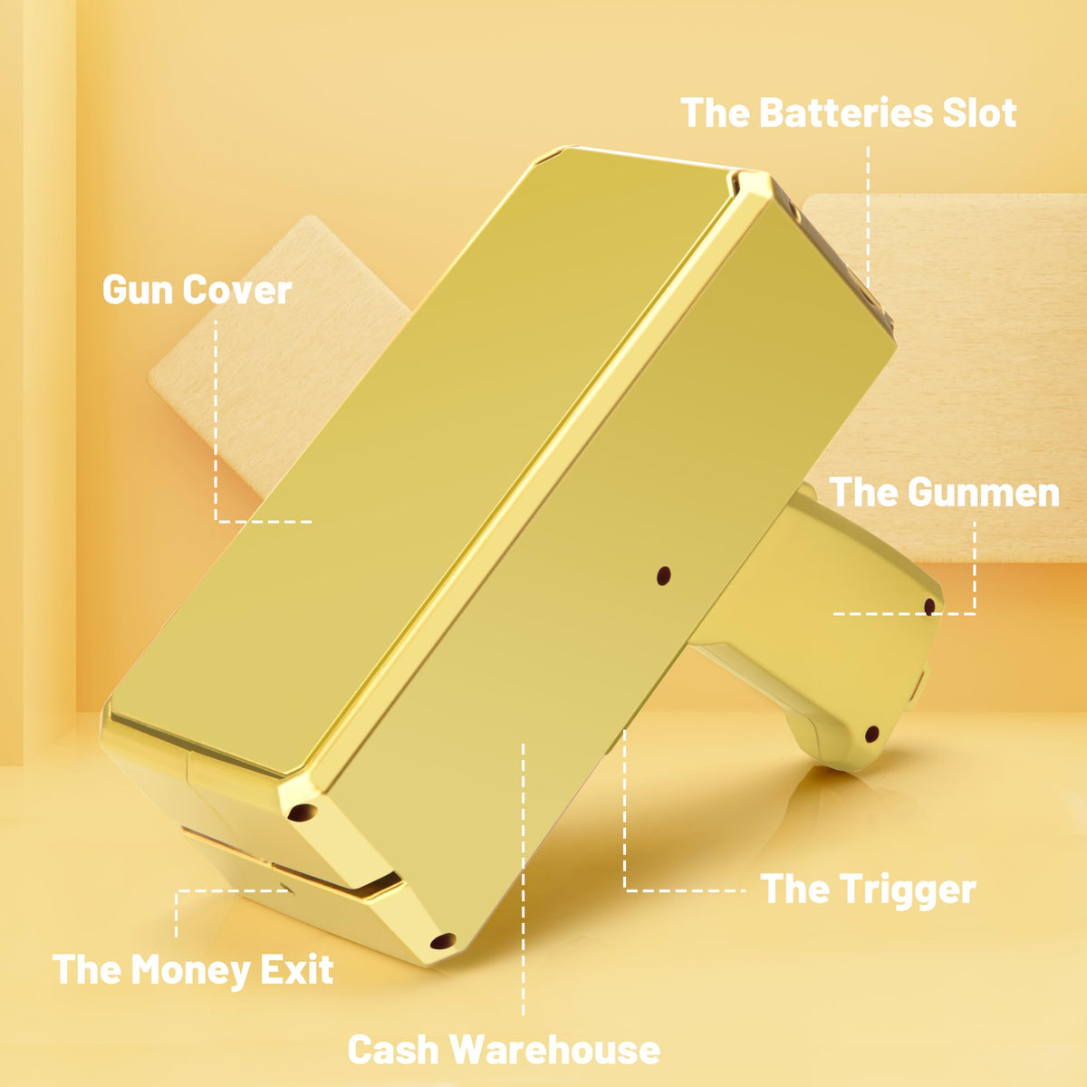 Alagoo money gun gold battery slot shows control area