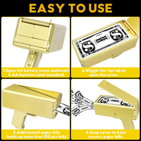 Alagoo money gun gold loading cap open for easy load