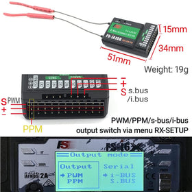 Alaohu FS-i6X compatibility with FS-iA10B receivers for versatile RC setups.