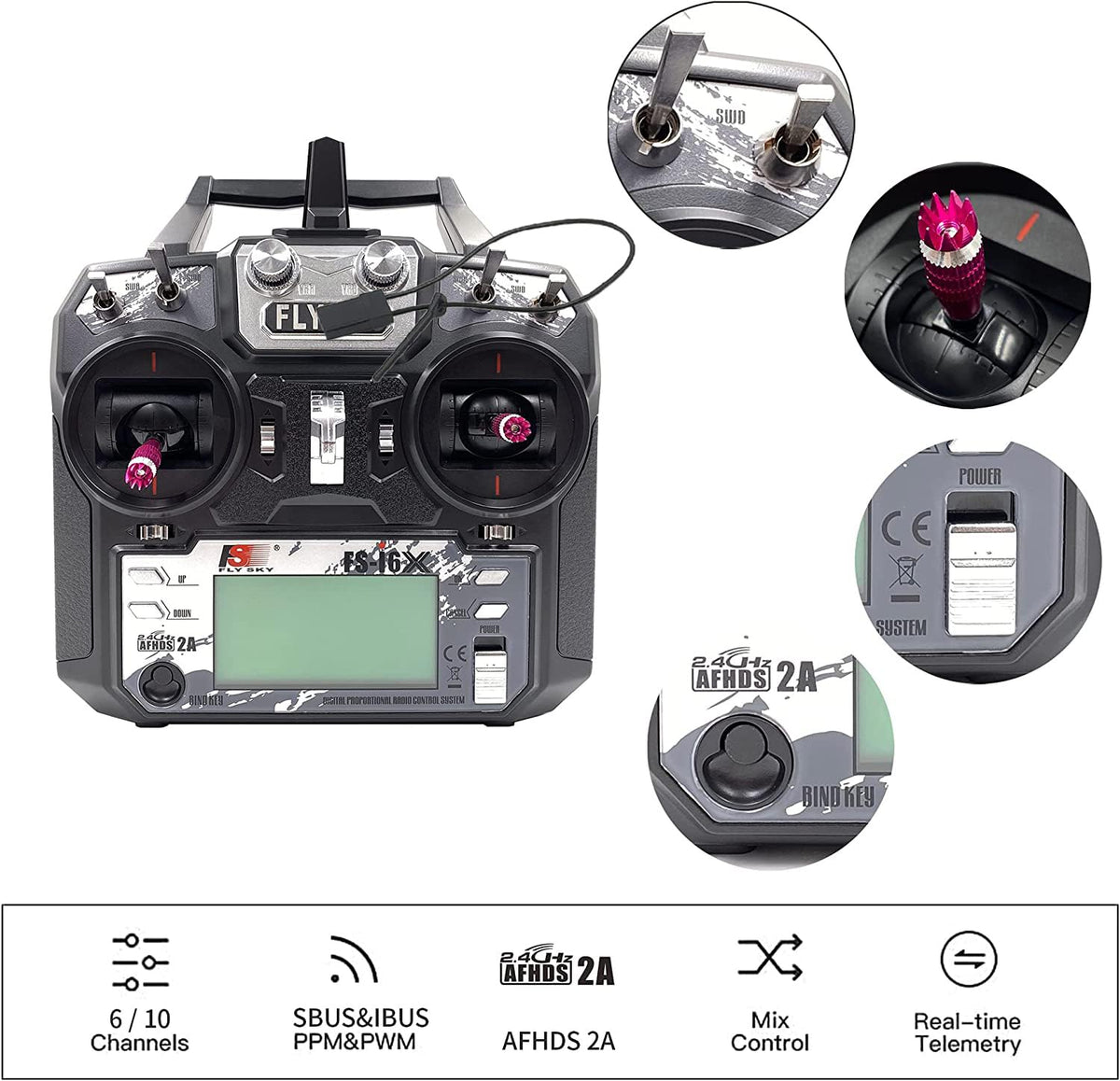 ALAOHu FS-i6X transmitter side antenna boosts field reception range.