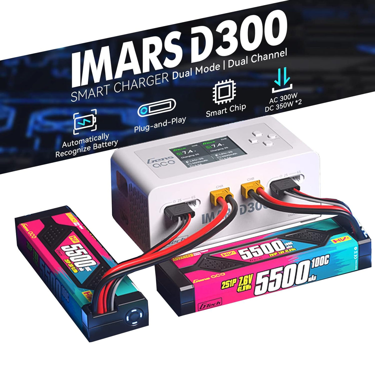 Alaohu IMARS D300 automated battery detection aids smart battery setup.