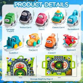 ALASOU crane cars with playmat for colorful toddler play.