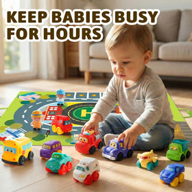 ALASOU colorful city vehicles set supports color recognition during playtime.