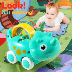 Bright, colorful ALASOU dinosaur cars captivate toddlers during playtime.