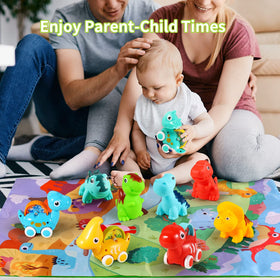 Detailed dinosaur car models provide a tactile, engaging play experience.