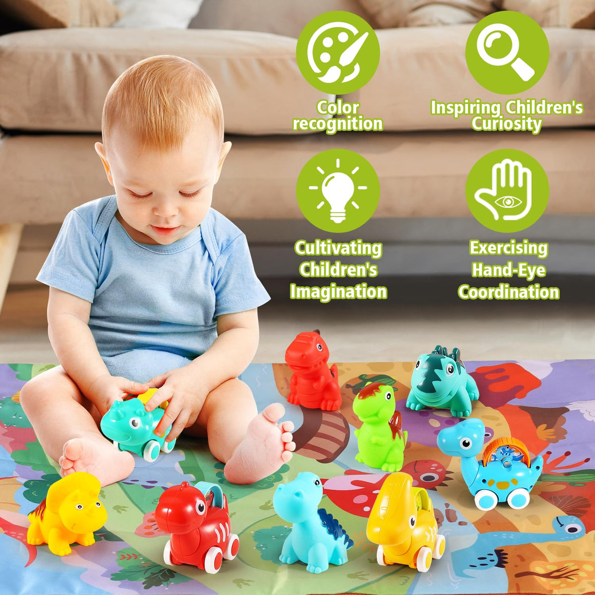 ALASOU dinosaurs with playmat/storage option noted in the listing for organized play.