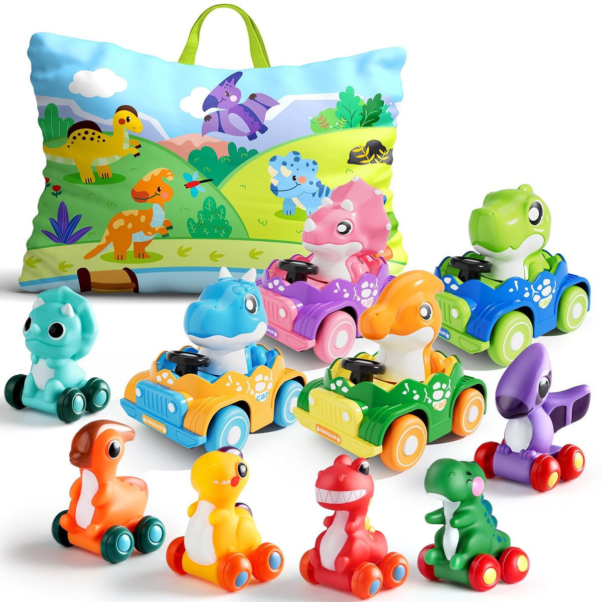 ALASOU dinosaur cars complete set promotes imaginative play and motor skill development.