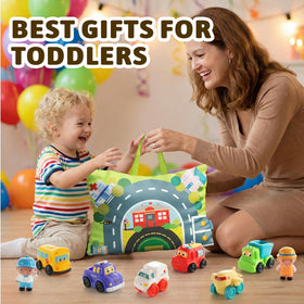 ALASOU durable soft-rounded cars offer safe, tactile play for little hands.