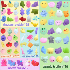 Albiuev random mini mochi squishies in assorted colors for tactile play.