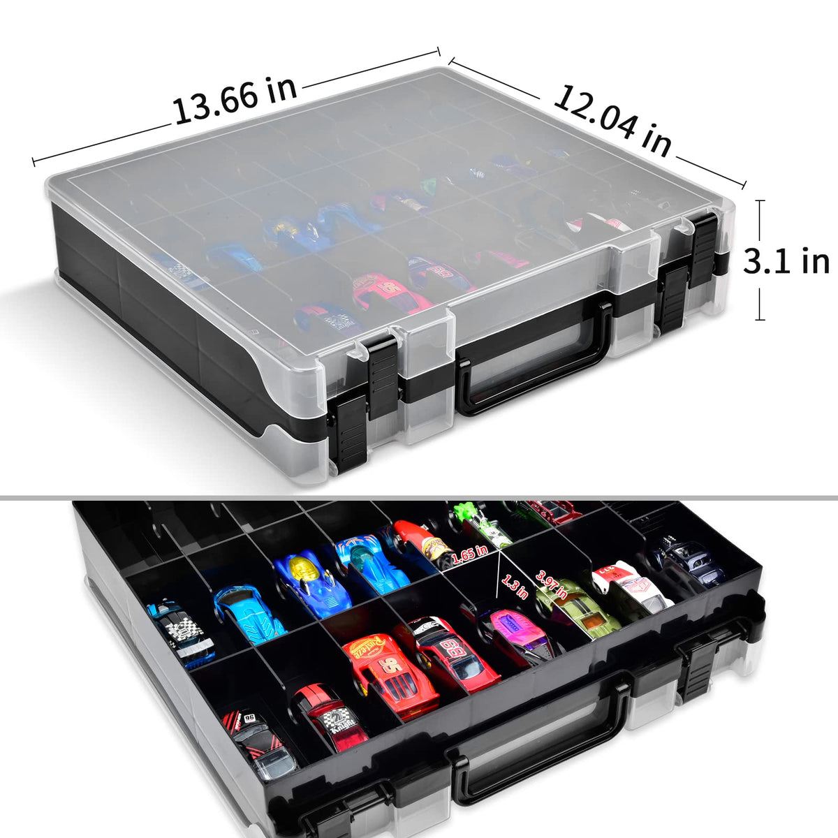 ALCYON 48-compartment layout with compact 3.7 x 1.57 x 1.38 inch compartments.