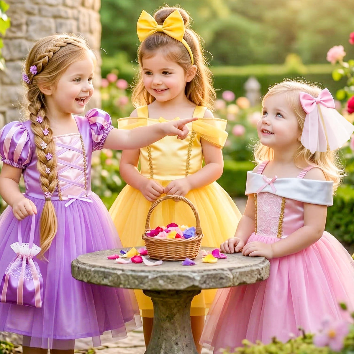 AlecosFun princess-dress-set-2 with glitter trim for party-ready sparkle