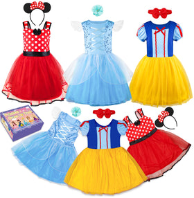 AlecosFun princess dress blue and white for pretend play and gentle wear
