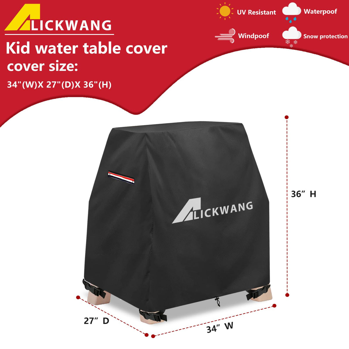 Alickwang kids water table cover with easy handle design for quick setup