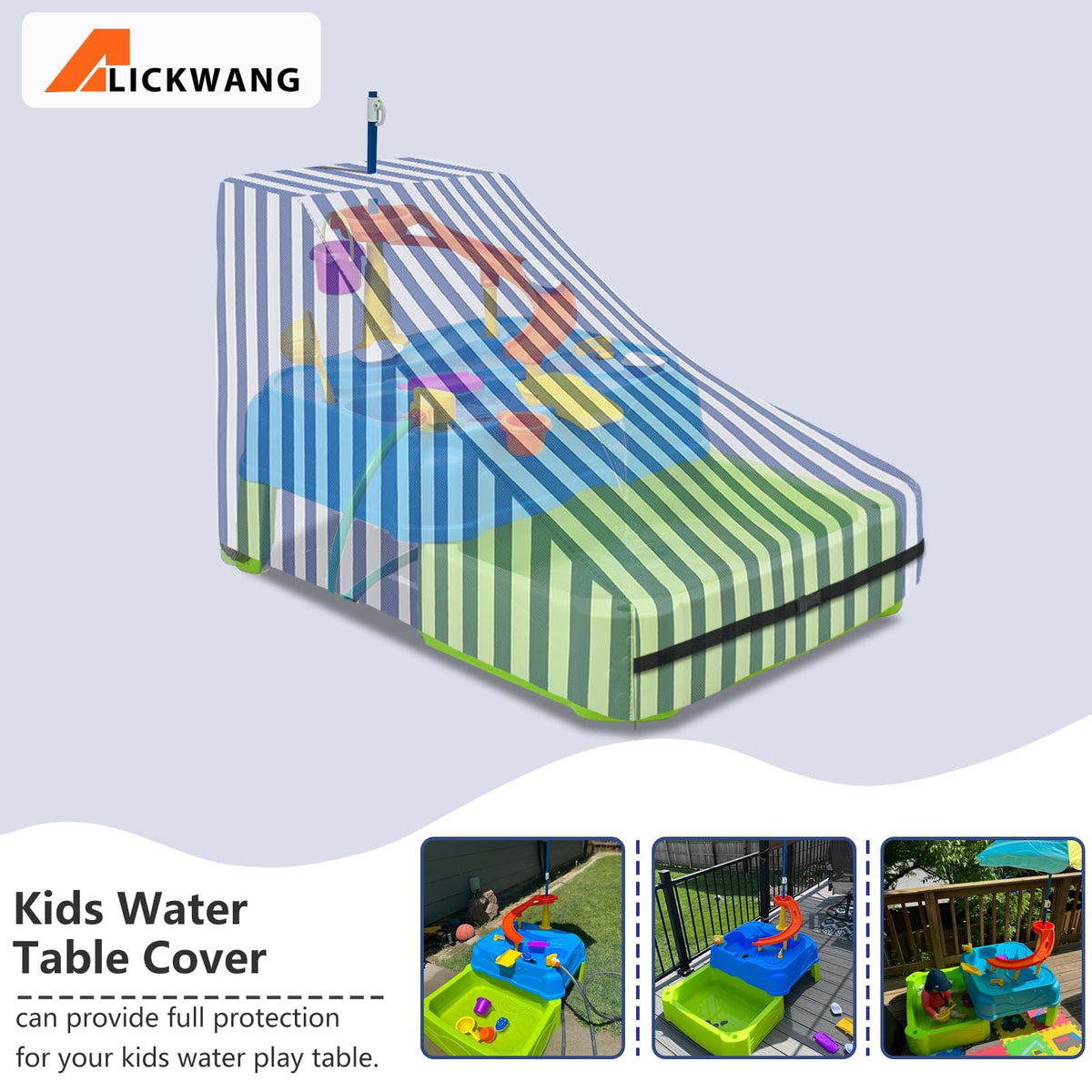 Alickwang water table cover, bottom drawstring clearly shown, ensures snug fit.