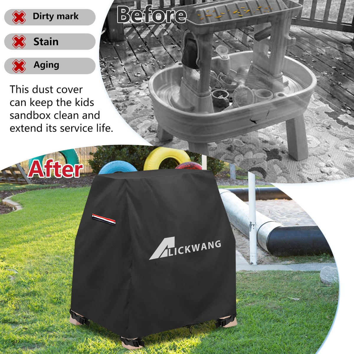 Alickwang windproof outdoor water table cover on a sunny day