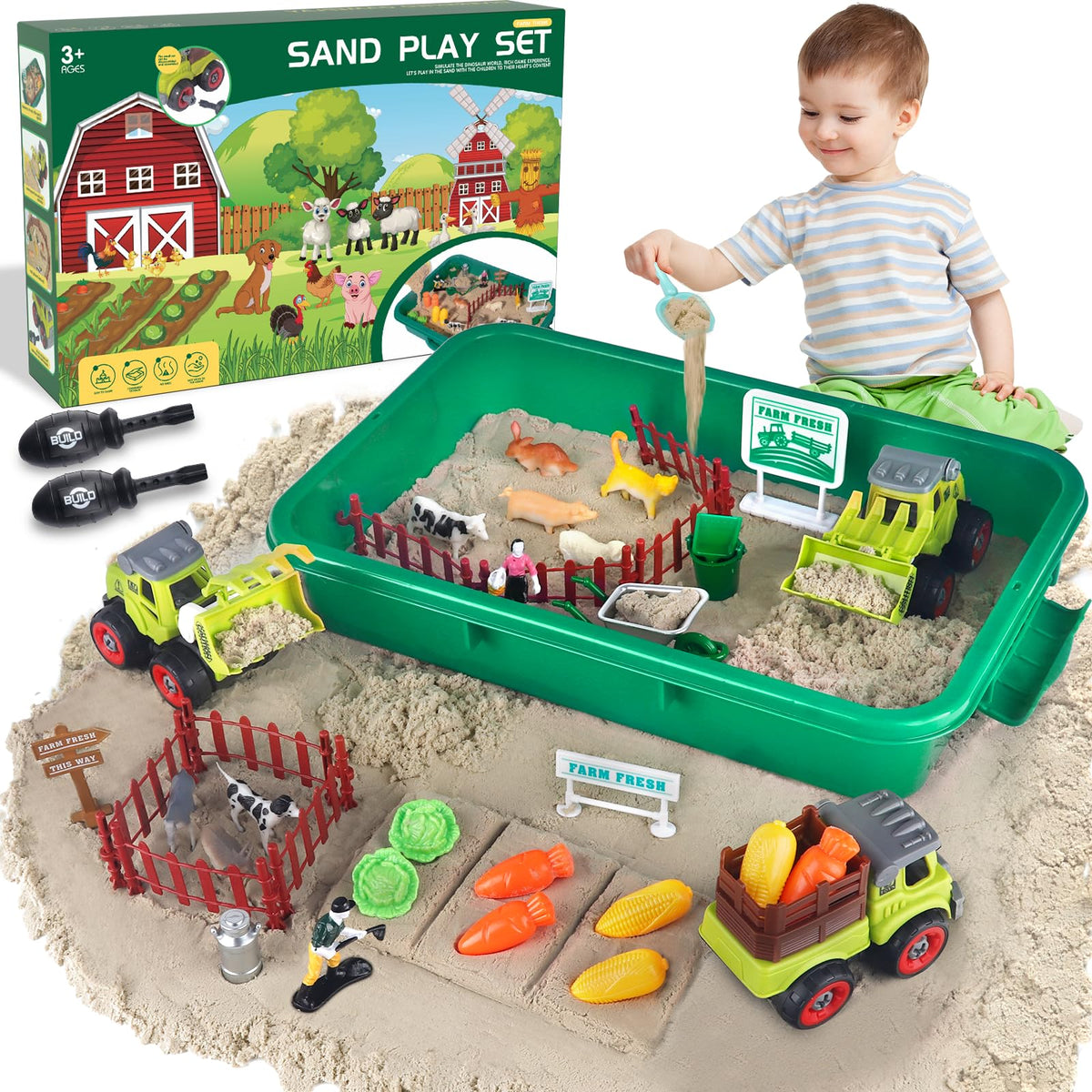 Aliex Farm Sensory Bin with Lid enables organized, mess-free play.