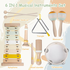 Aliex Montessori wooden toy set with instruments supports fine motor skills