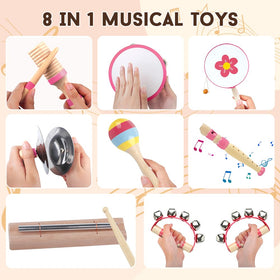 Aliex pink wooden maracas for sensory exploration and music time