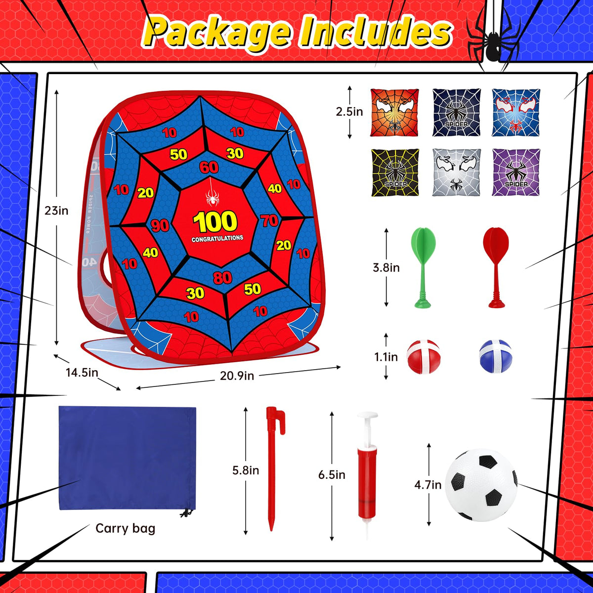 Aliex Spider Bean Bag Toss dart-game mode adds portable backyard challenge.