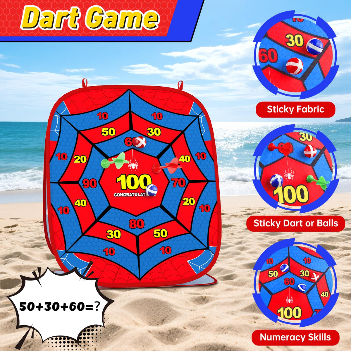 Aliex Spider Bean Bag Toss sticky-ball-action engages kids.