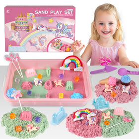 Aliex Unicorn Sensory Sand Bin front view for imaginative play sessions